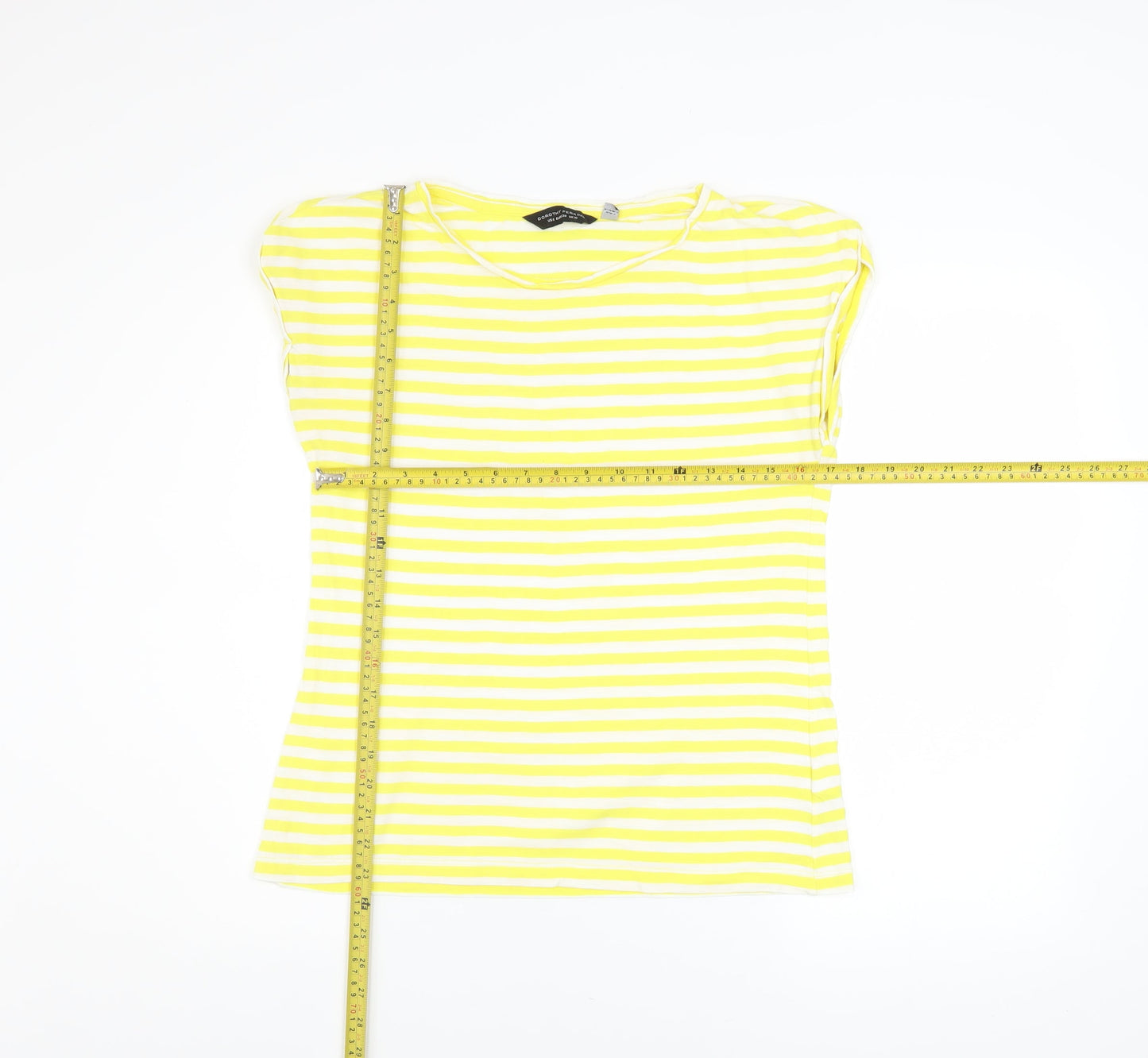 Dorothy Perkins Women’s Yellow Striped Cotton T-Shirt UK Size 10