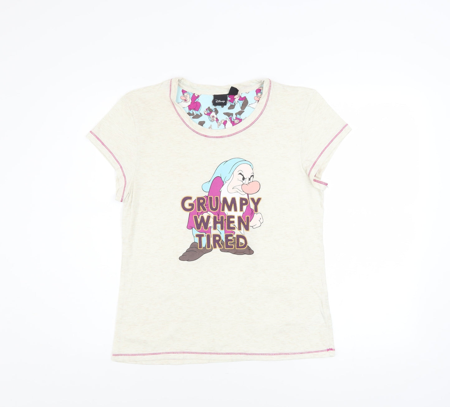 Disney Women's Beige Grumpy Pyjama Top T-Shirt Style Size 10-12