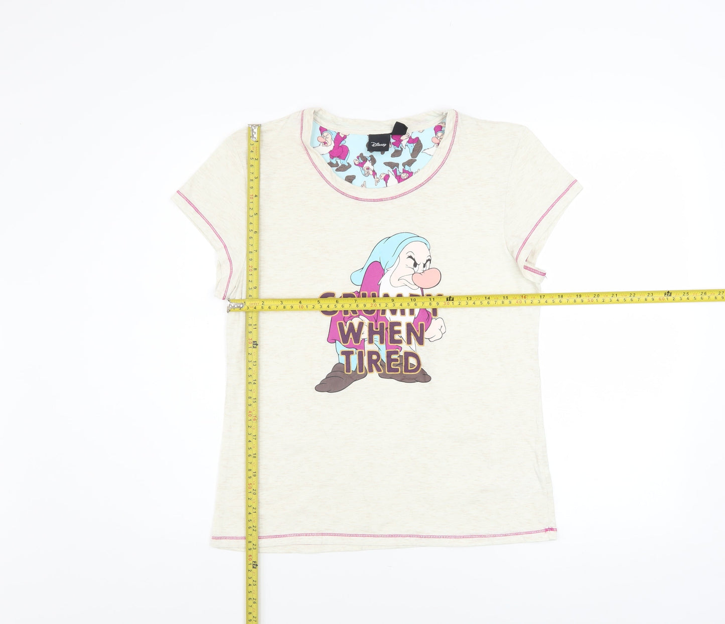 Disney Women's Beige Grumpy Pyjama Top T-Shirt Style Size 10-12