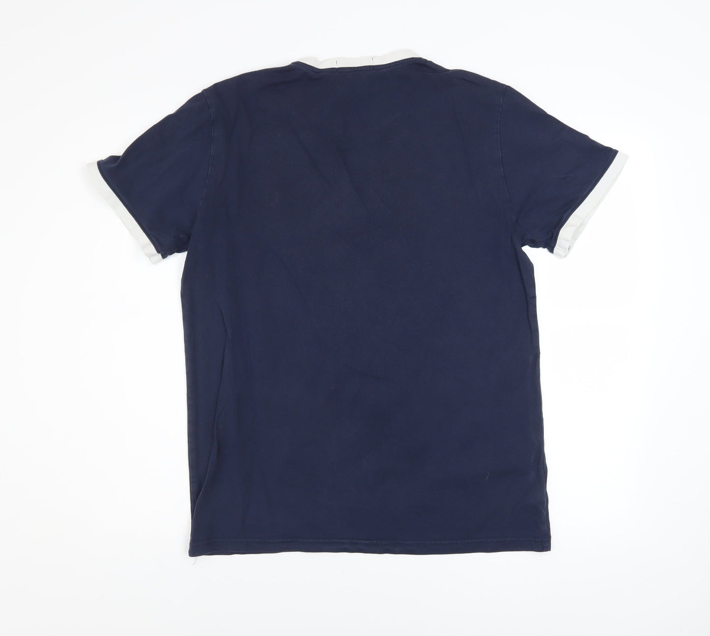Fred Perry Men's Blue Crew Neck Short Sleeve Cotton T-Shirt M