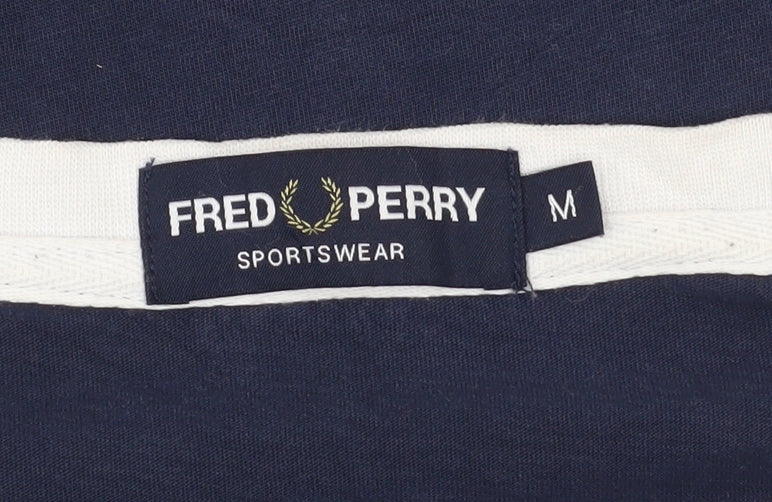Fred Perry Men's Blue Crew Neck Short Sleeve Cotton T-Shirt M