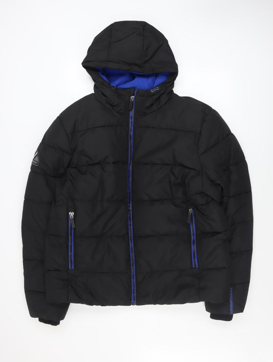 Superdry Men's Black 3XL Hooded Puffer Jacket Winter Coat