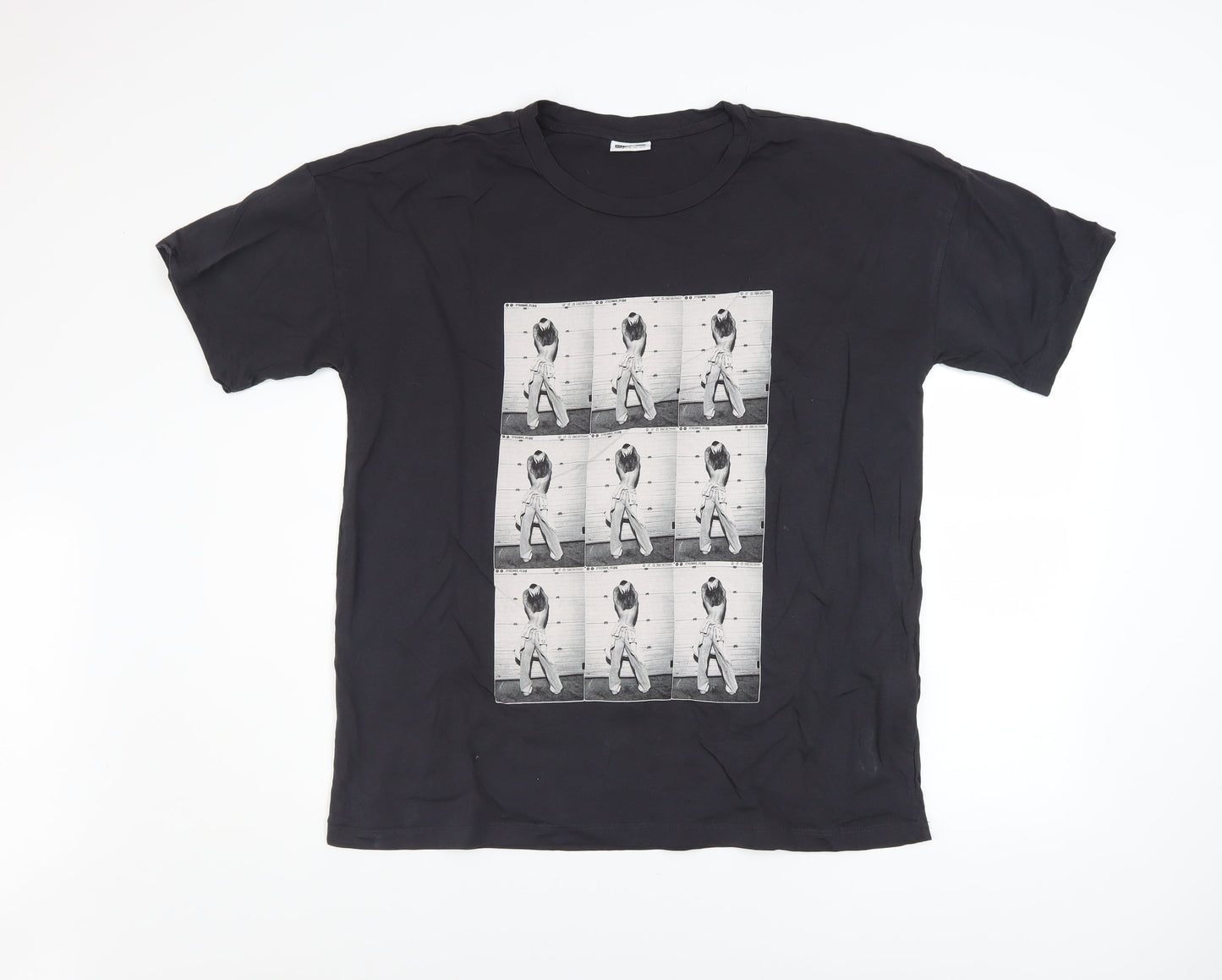 Noisy May Men’s Black Graphic Print Cotton T-Shirt Size L