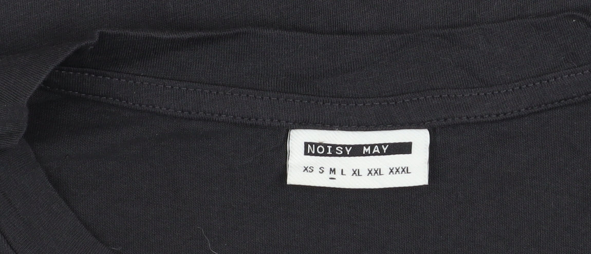 Noisy May Men’s Black Graphic Print Cotton T-Shirt Size L