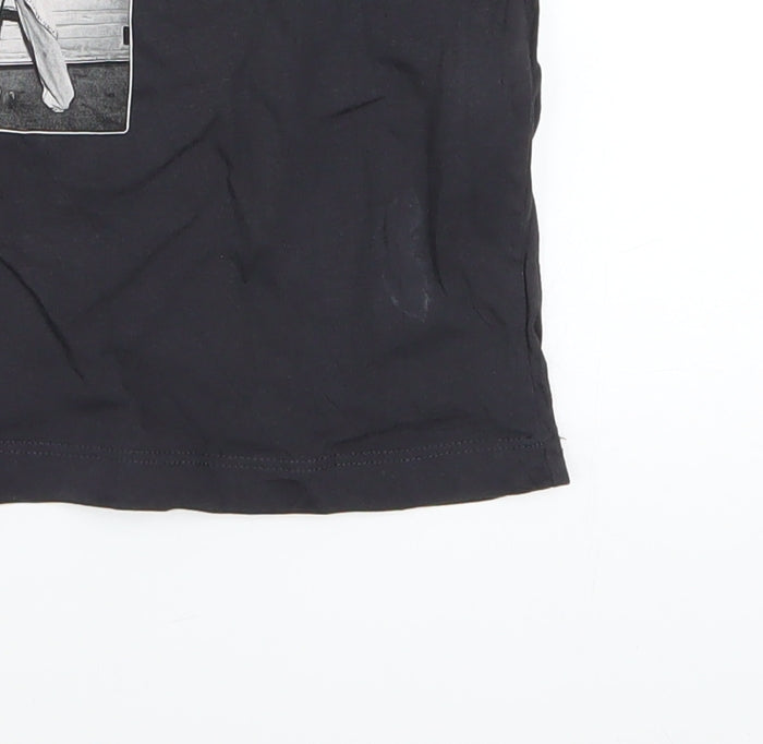 Noisy May Men’s Black Graphic Print Cotton T-Shirt Size L