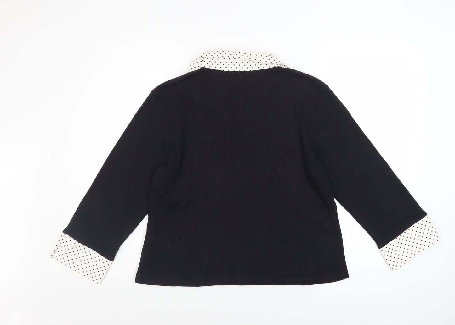 Debbie Morgan Women’s Black V-Neck Polka Dot Trim Pullover Jumper XL