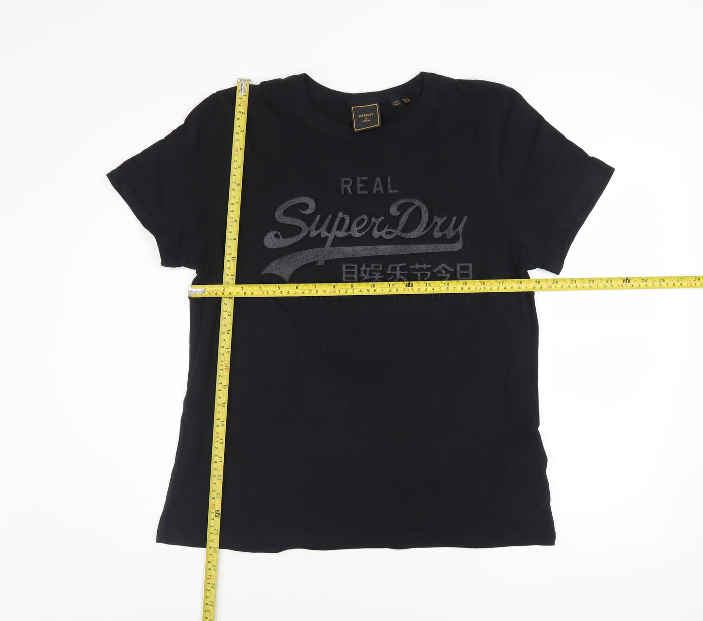 Superdry Womens Black Cotton Basic T-Shirt Size 16