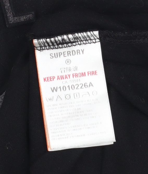 Superdry Womens Black Cotton Basic T-Shirt Size 16