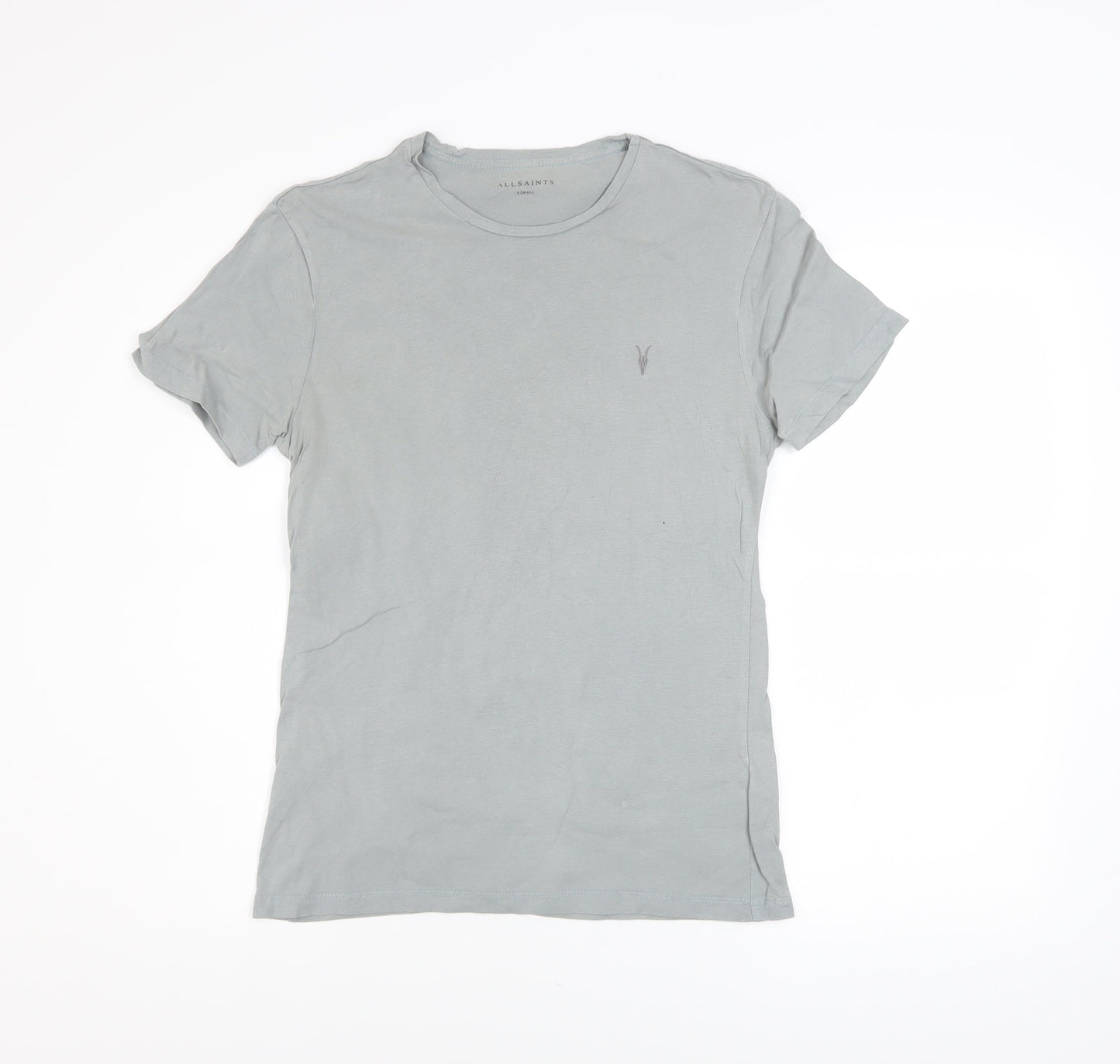 AllSaints Men Grey XS Slim Fit Crew Neck Cotton T-Shirt