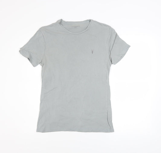 AllSaints Men Grey XS Slim Fit Crew Neck Cotton T-Shirt