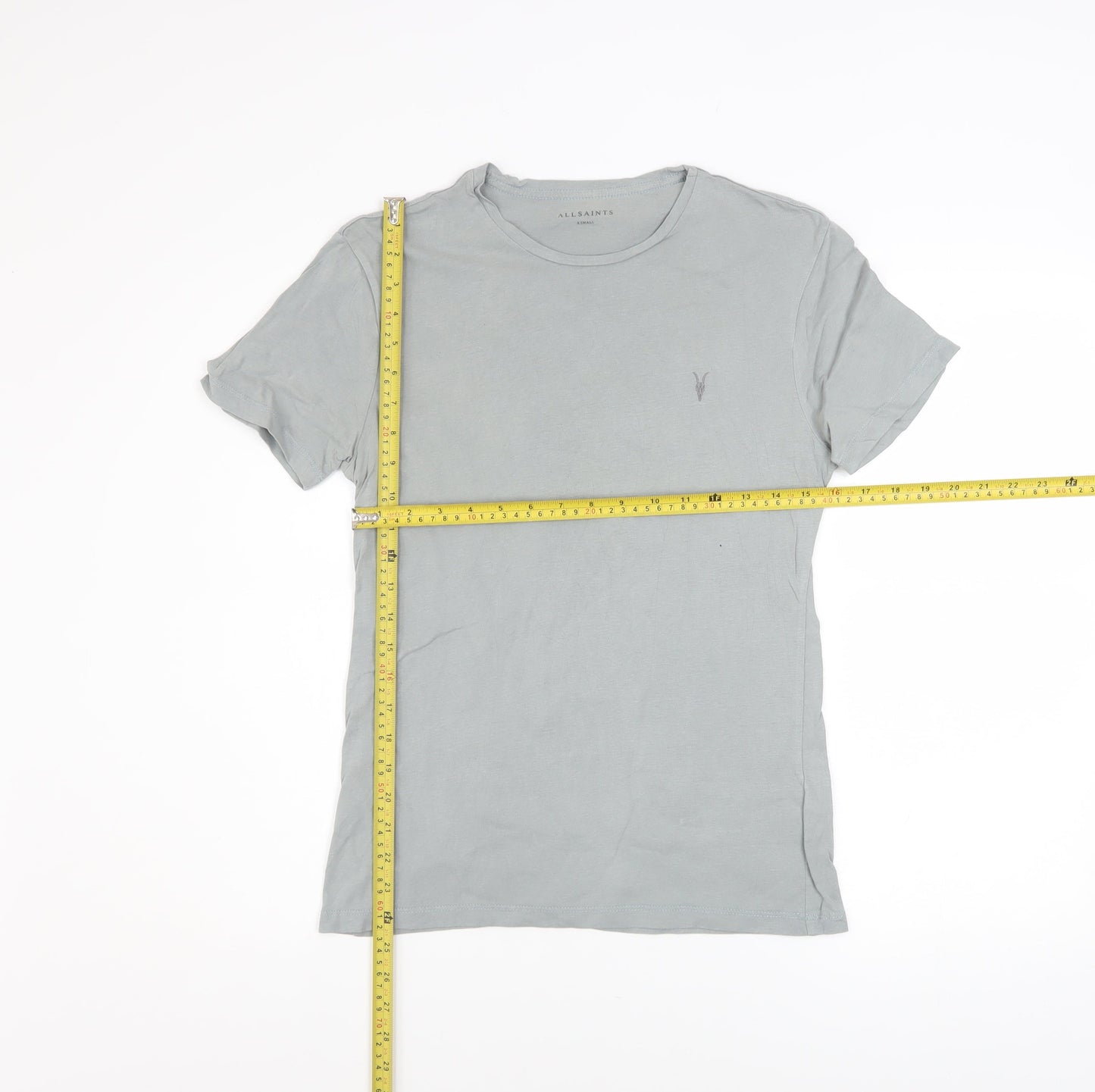 AllSaints Men Grey XS Slim Fit Crew Neck Cotton T-Shirt