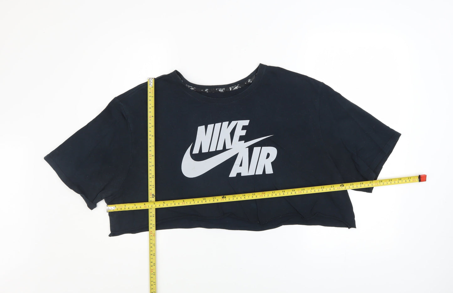 Nike Women's Black Cropped Air T-Shirt, Size 2XL, Relaxed Fit