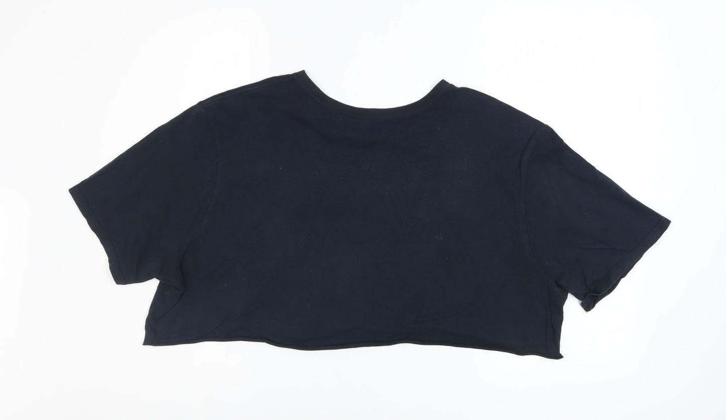 Nike Women's Black Cropped Air T-Shirt, Size 2XL, Relaxed Fit