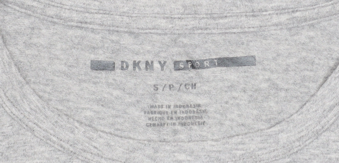 DKNY Women Grey T-Shirt Dress Small Casual Jersey Logo