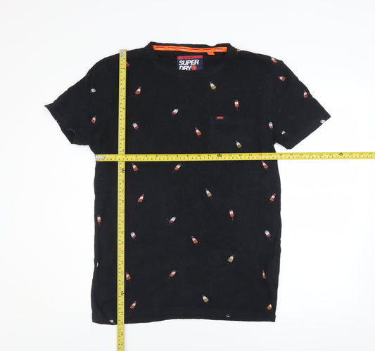 Superdry Men's Black Small Graphic Print Cotton T-Shirt