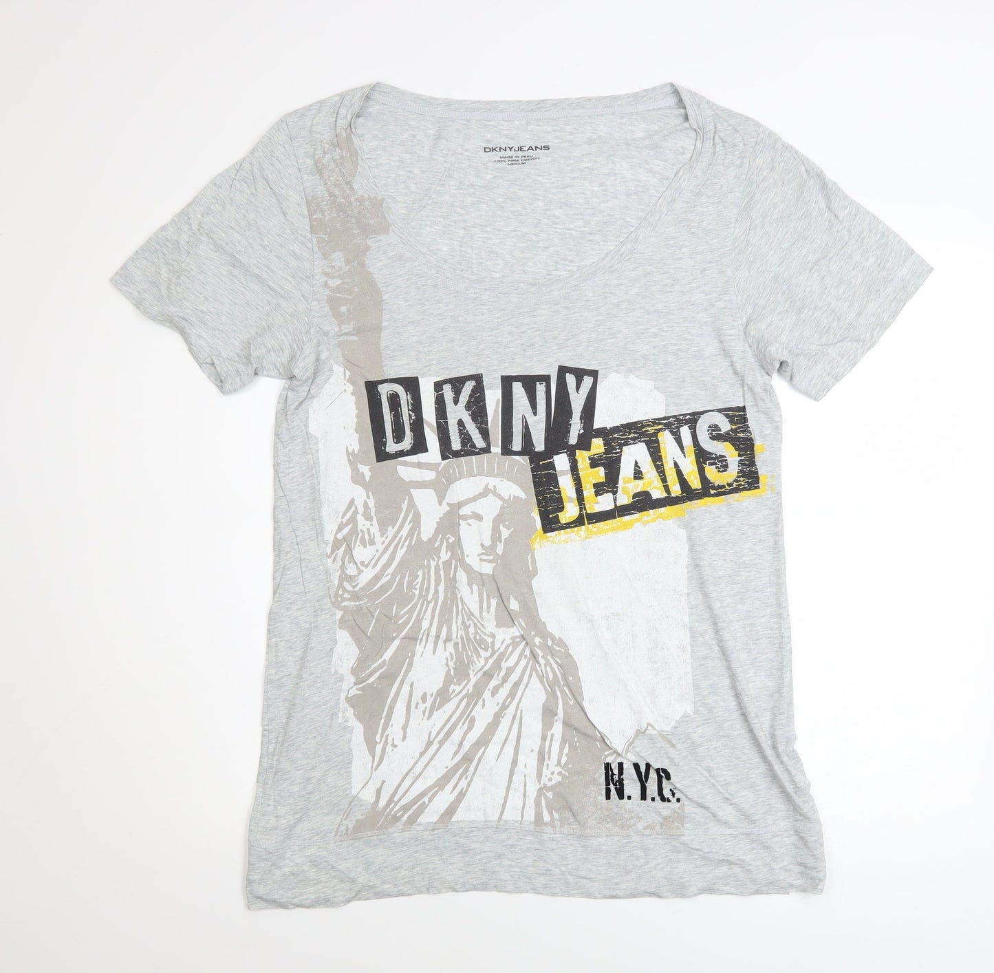 DKNY Jeans Men's Grey Graphic Print T-Shirt Medium