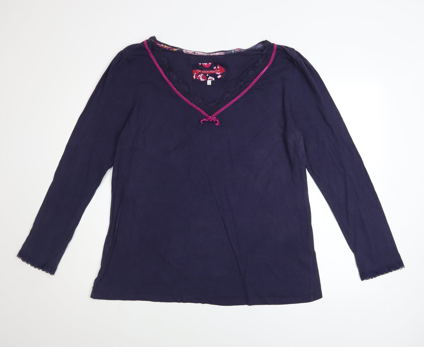 RJR John Rocha Women's Blue Long Sleeve V-Neck Tunic Top Size 20