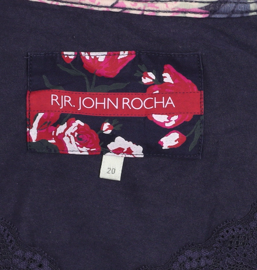 RJR John Rocha Women's Blue Long Sleeve V-Neck Tunic Top Size 20