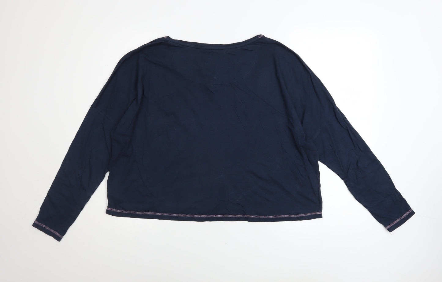 Jack Wills Womens Blue Cropped Henley Long Sleeve T-Shirt Size 10