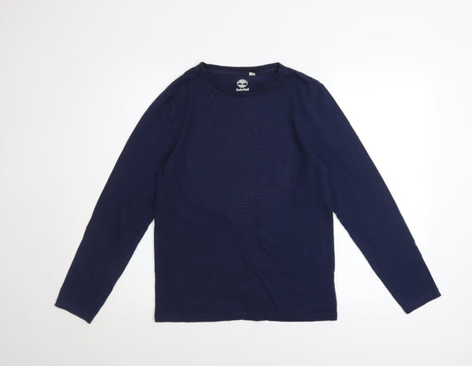 Timberland Boys Navy Long Sleeve Logo T-Shirt Size 14-16 Years Cotton Blend