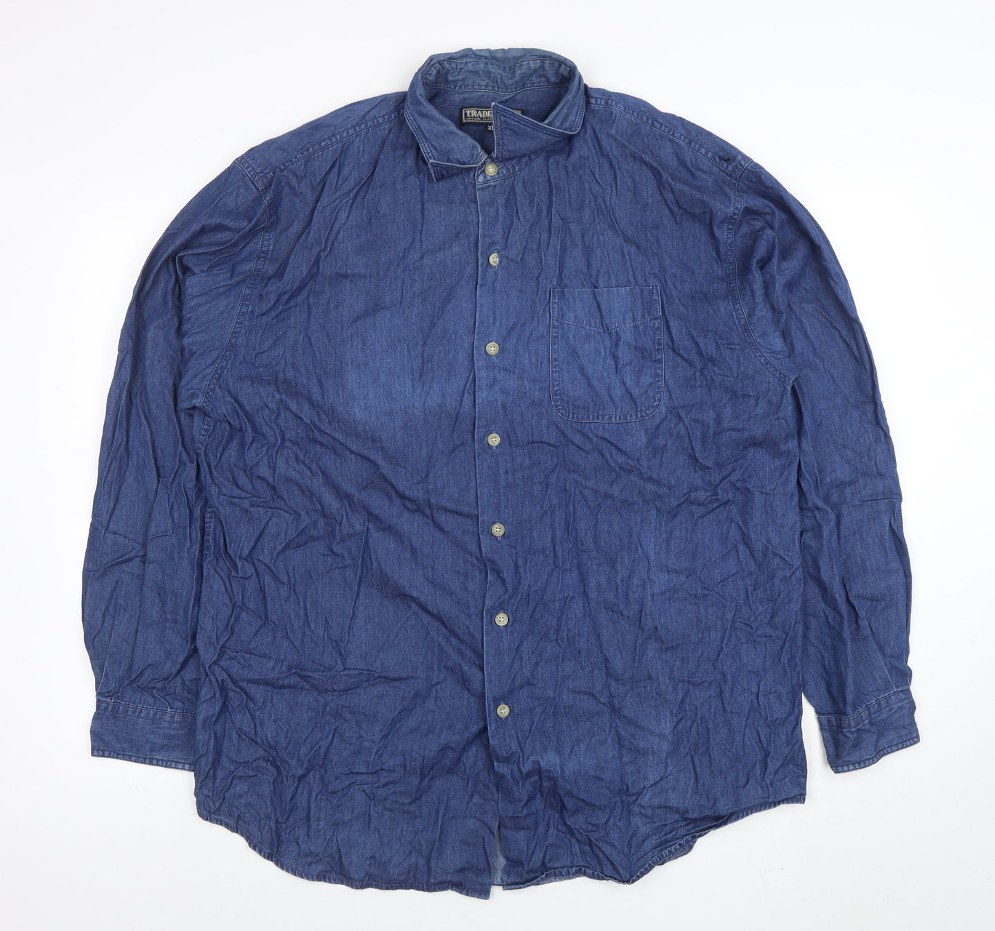 Trademark Men's Blue Cotton Denim Long Sleeve Shirt XL