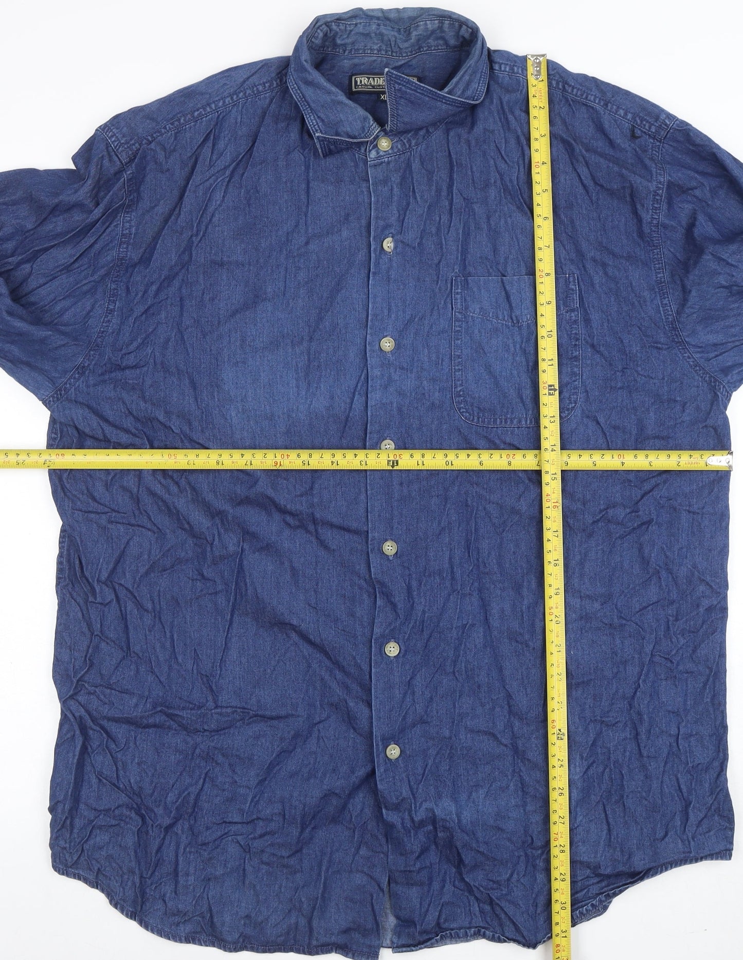 Trademark Men's Blue Cotton Denim Long Sleeve Shirt XL