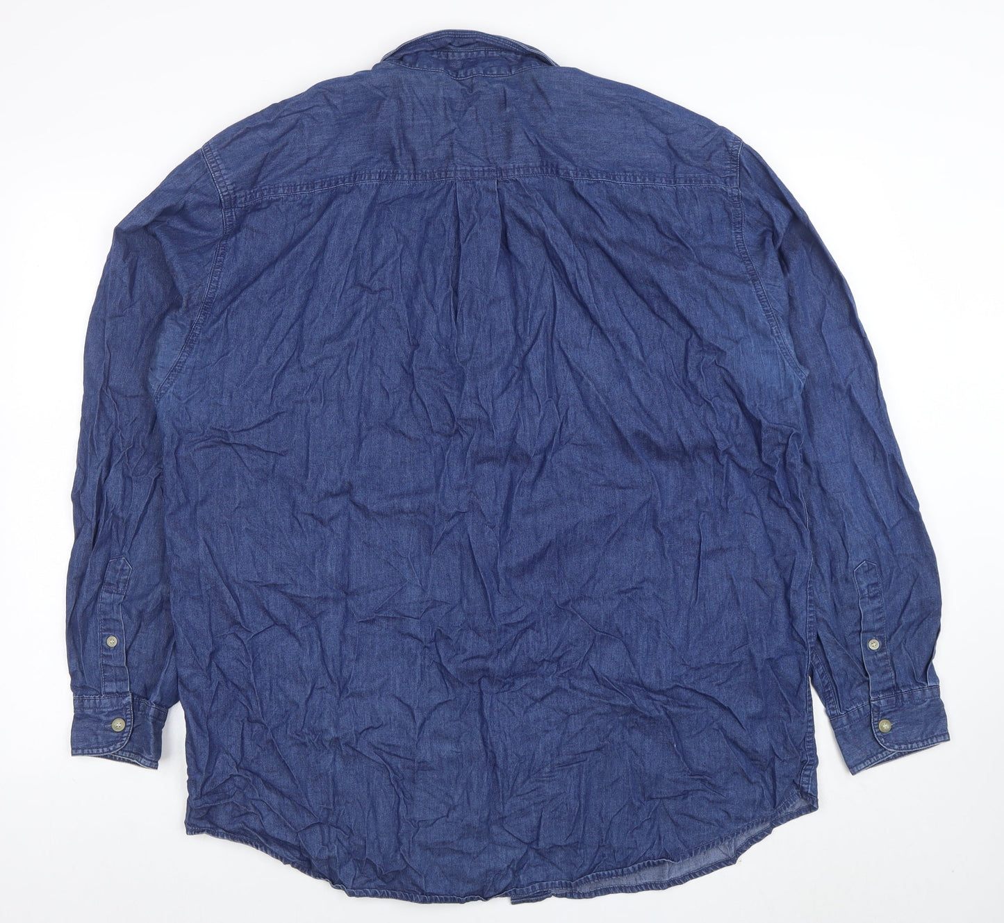 Trademark Men's Blue Cotton Denim Long Sleeve Shirt XL