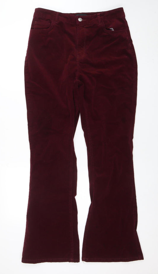 Pieces Women’s Red Velvet Flared Trousers Size 4 Regular