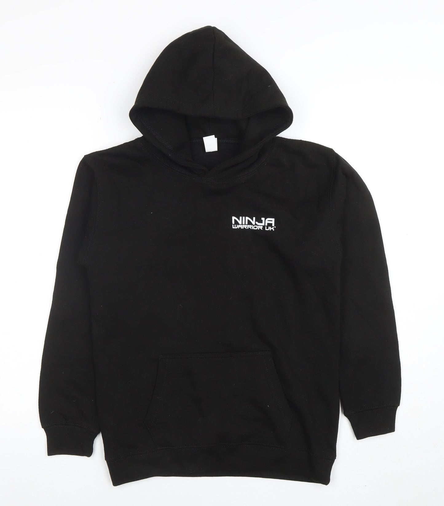 Just Hoods Boys Black XL Pullover Hoodie Ninja Warrior UK Graphic Print