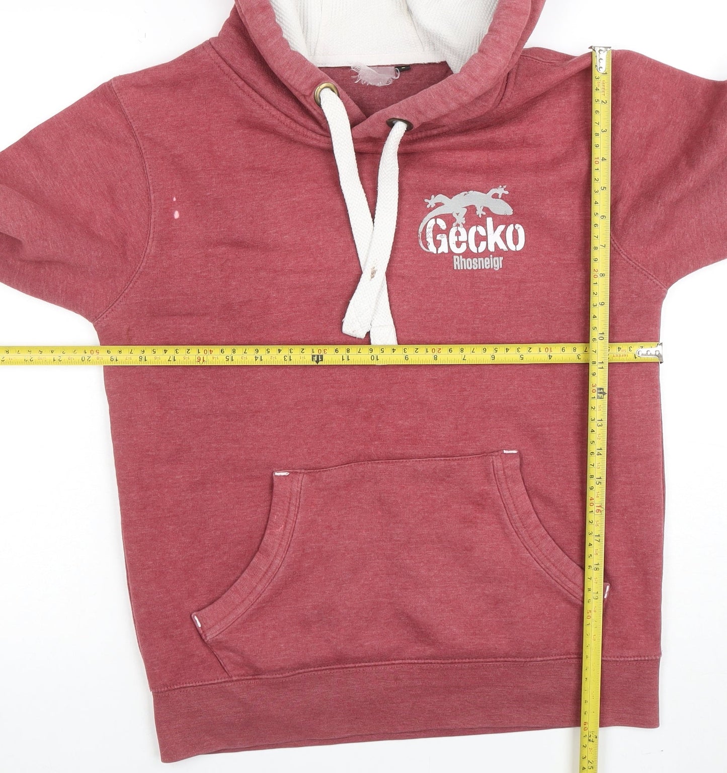 Gecko Rhosneigr Men's Red Pullover Hoodie Small Graphic Print