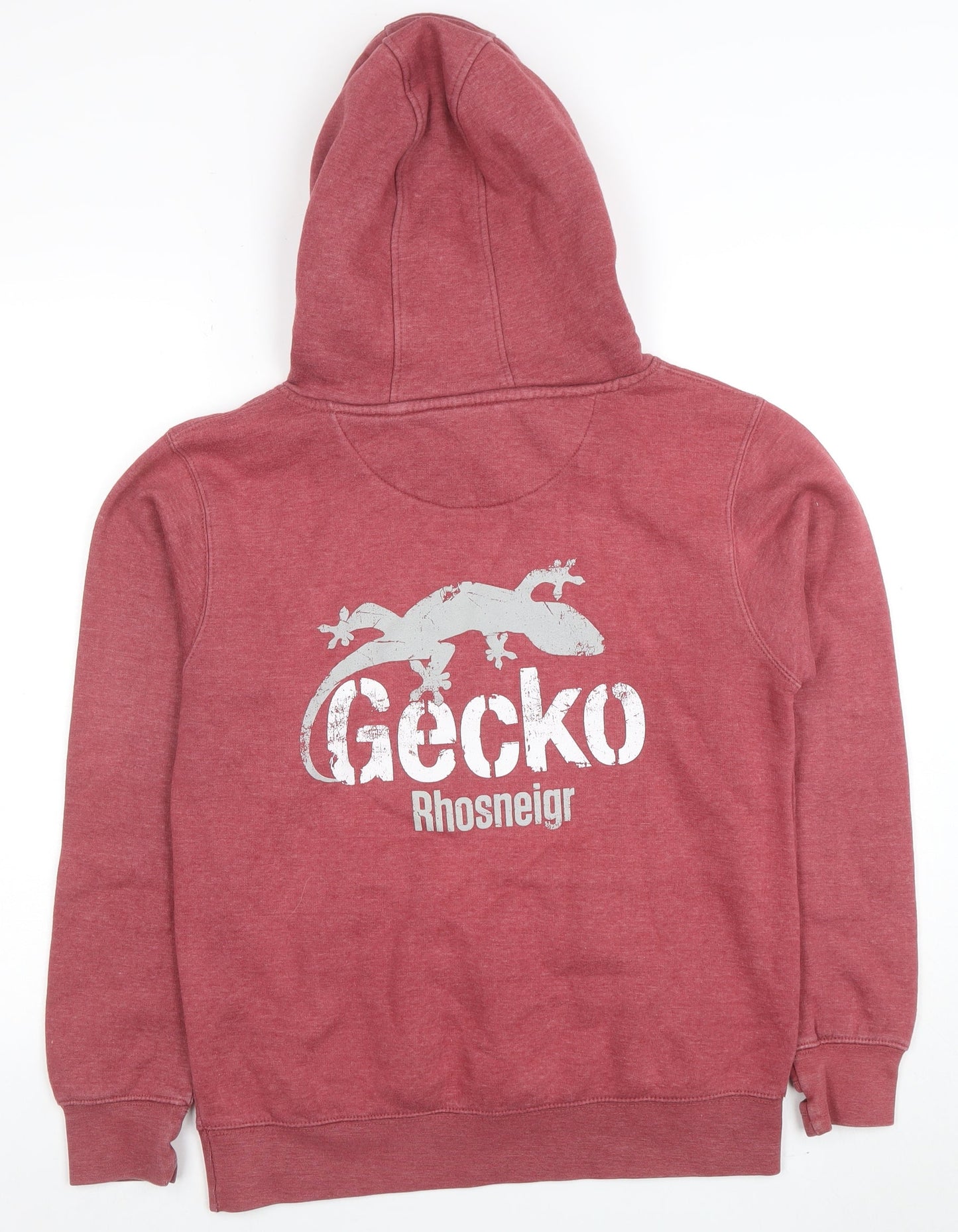 Gecko Rhosneigr Men's Red Pullover Hoodie Small Graphic Print