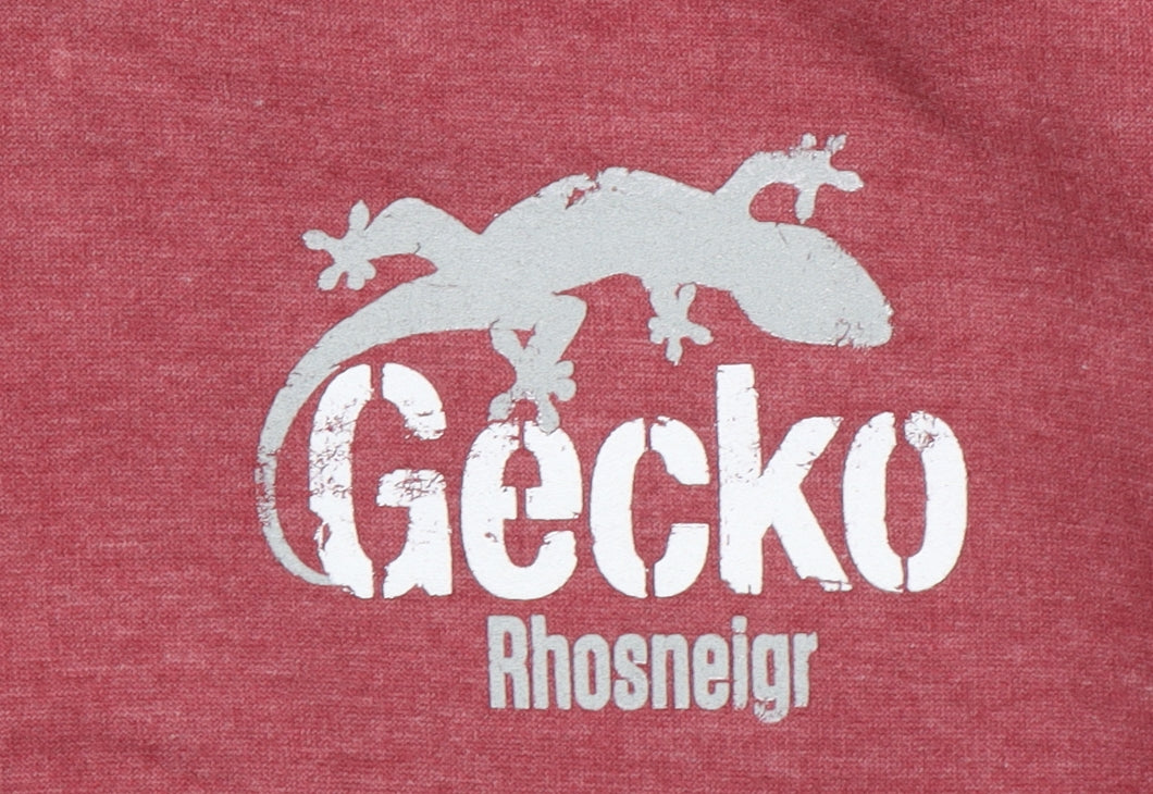 Gecko Rhosneigr Men's Red Pullover Hoodie Small Graphic Print