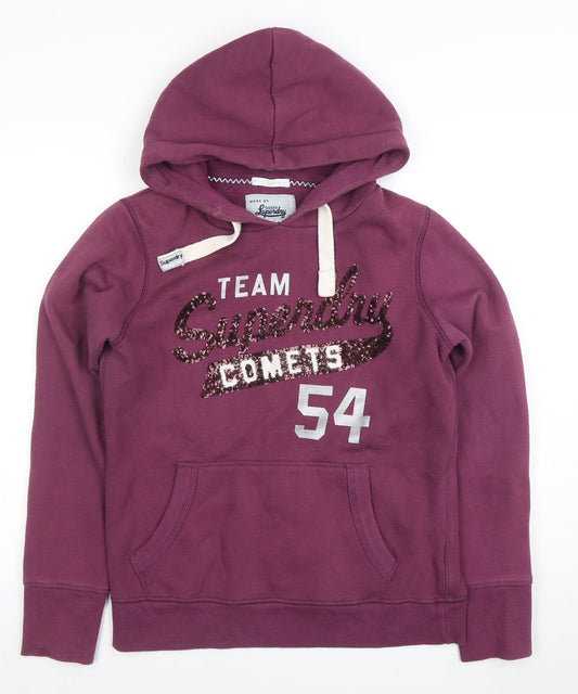 Superdry Sport Team Comets Purple Sequin Hoodie Women’s L