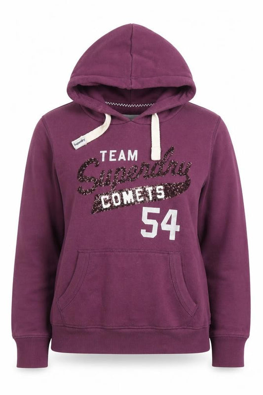 Superdry Sport Team Comets Purple Sequin Hoodie Women’s L