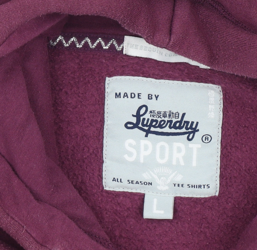 Superdry Sport Team Comets Purple Sequin Hoodie Women’s L