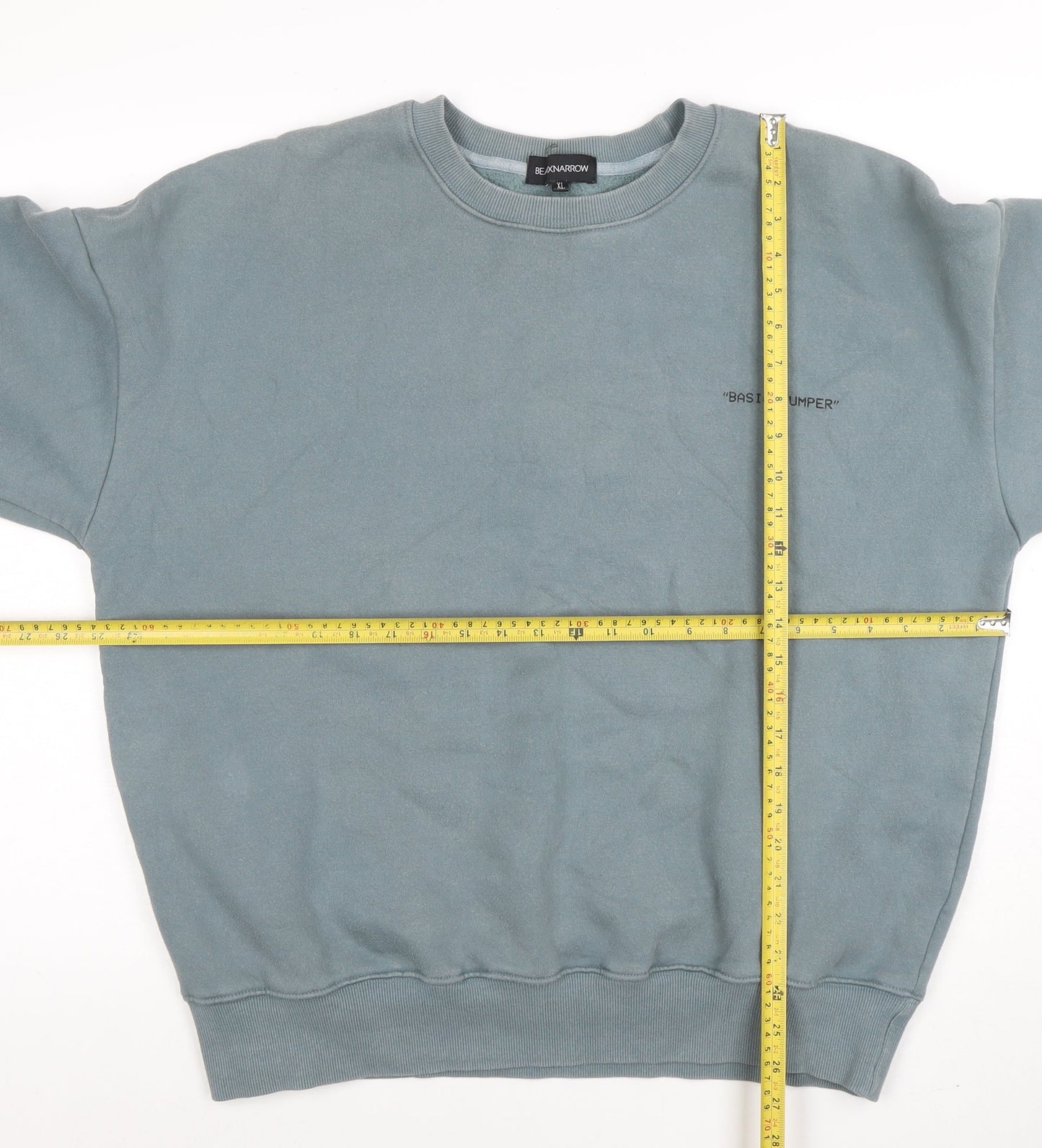BEAUXNARROW Men's Blue XL Pullover Sweatshirt Crew Neck Fleece