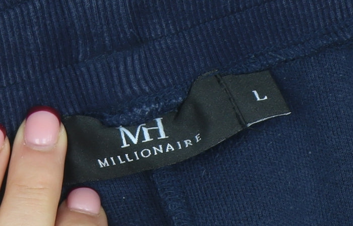 MH Millionaire Men's Blue Jogger Sweatpants L Zip Pockets Drawstring