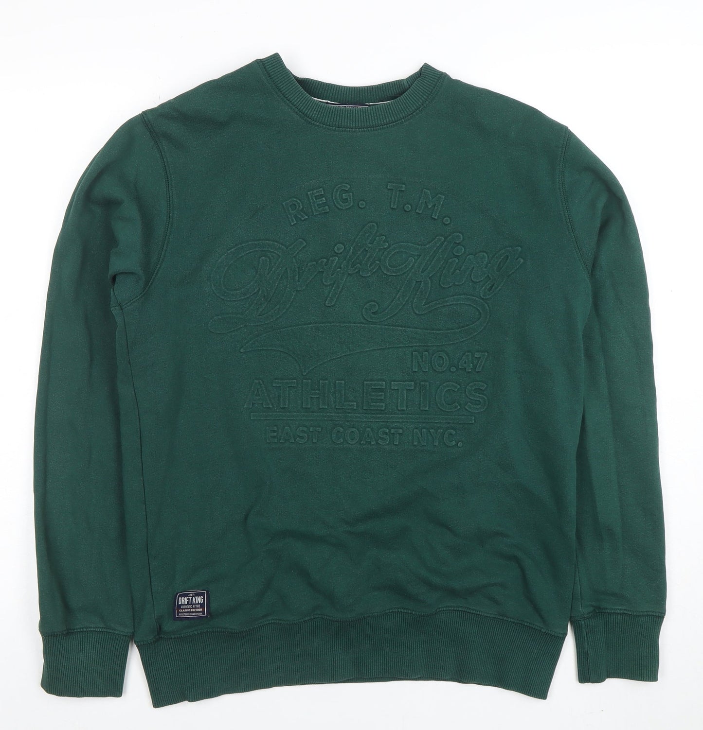 Drift King Men's Green Crew Neck Pullover Sweatshirt M Regular Fit