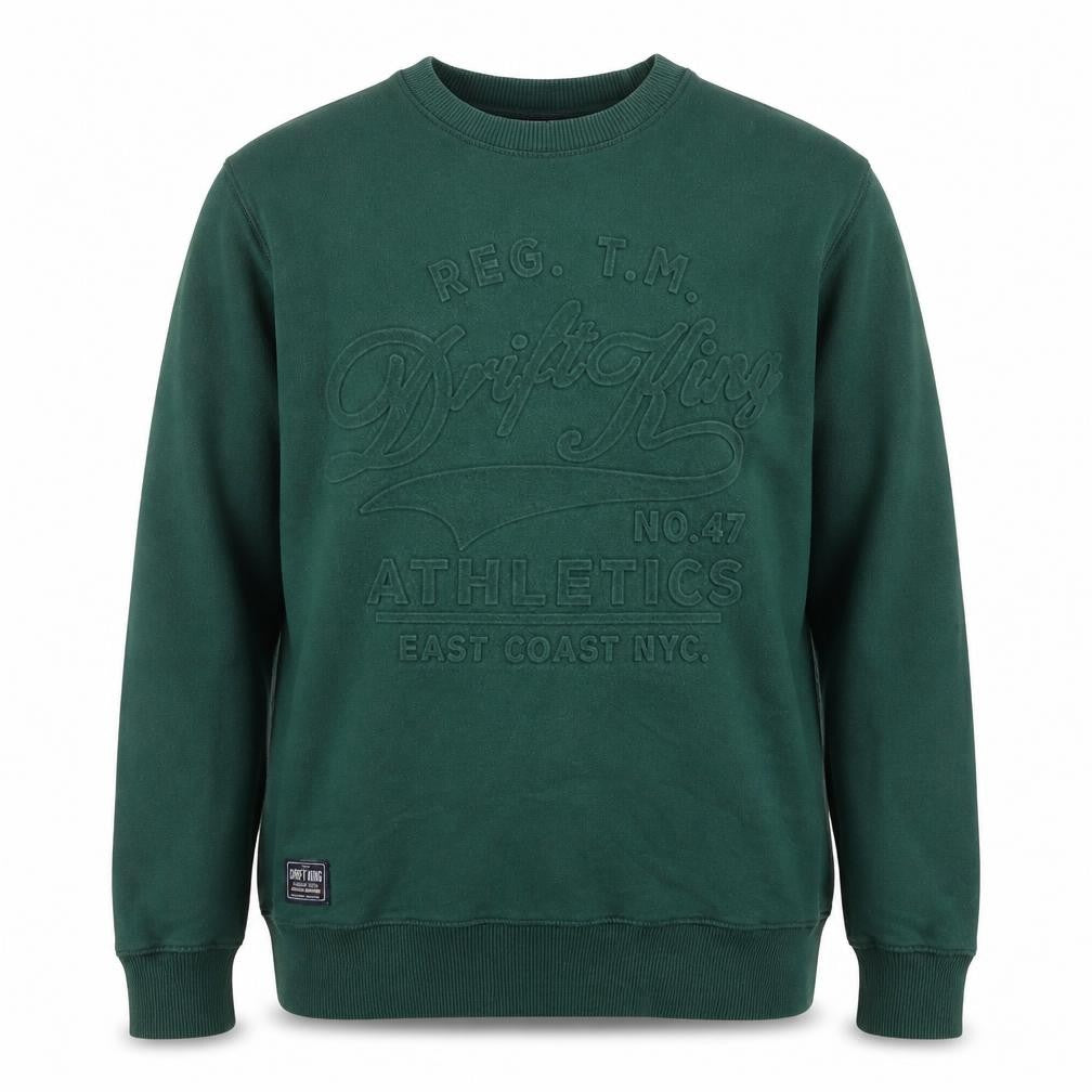 Drift King Men's Green Crew Neck Pullover Sweatshirt M Regular Fit