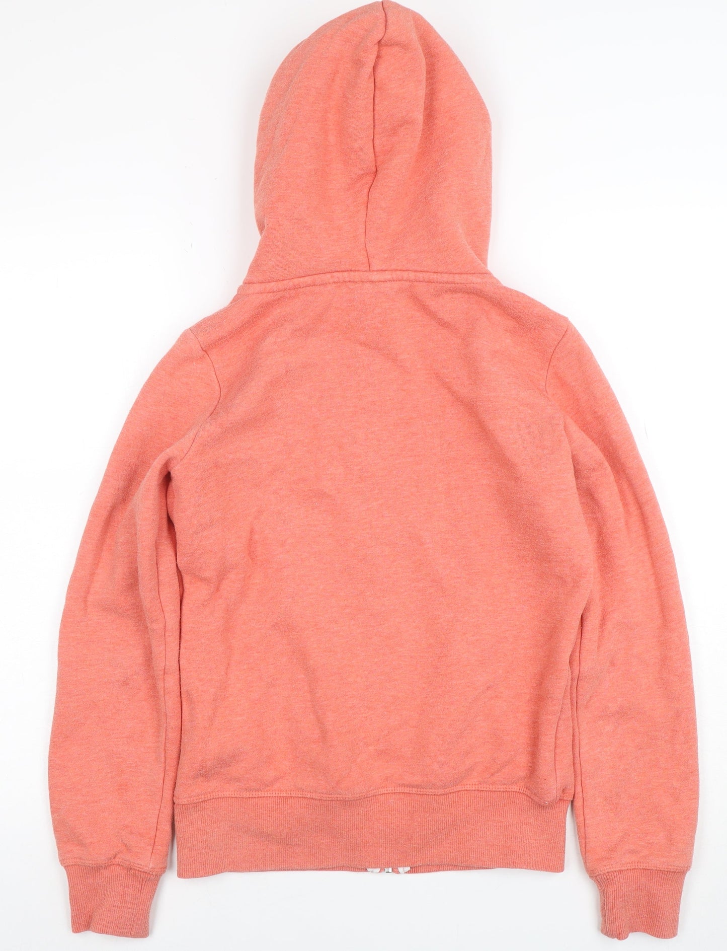 Superdry Women Coral Full Zip Hoodie Size 6 Cotton Blend Casual