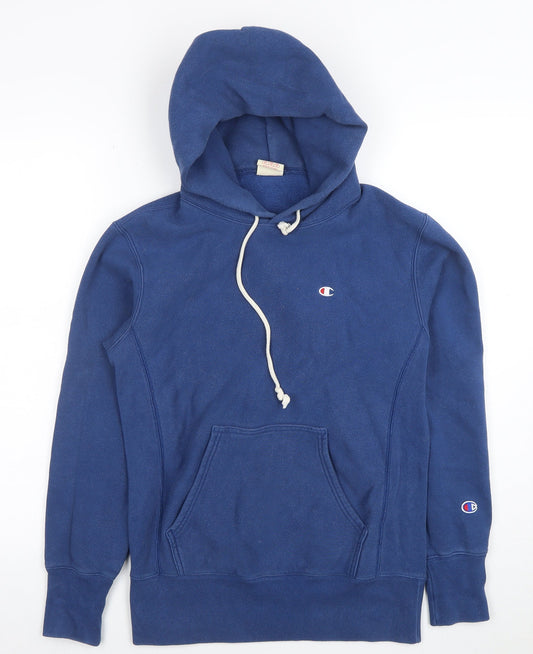 Champion Men Blue Small Pullover Hoodie Reverse Weave