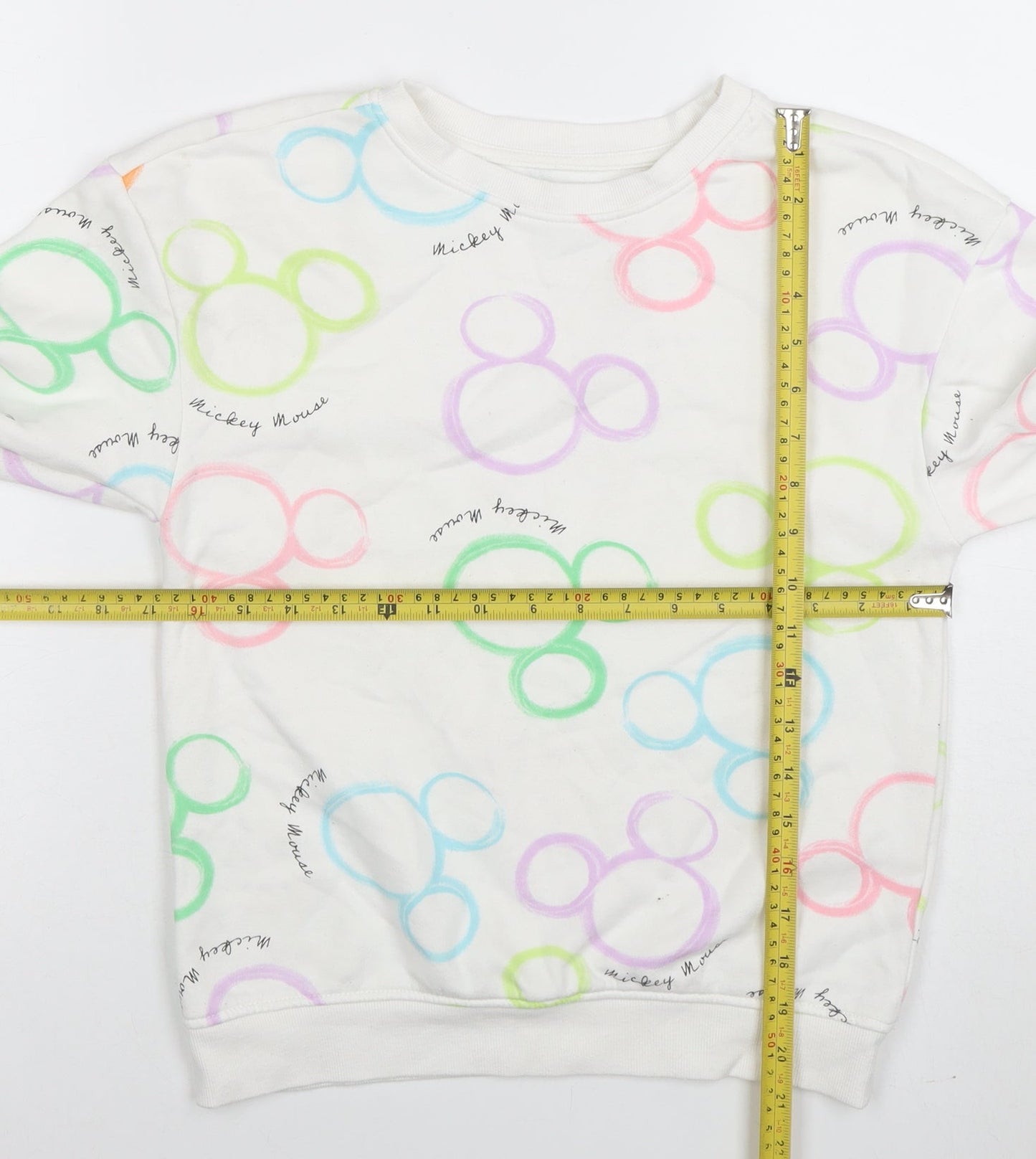 Disney Girls White Mickey Mouse Print Pullover Sweatshirt 10-11 Years