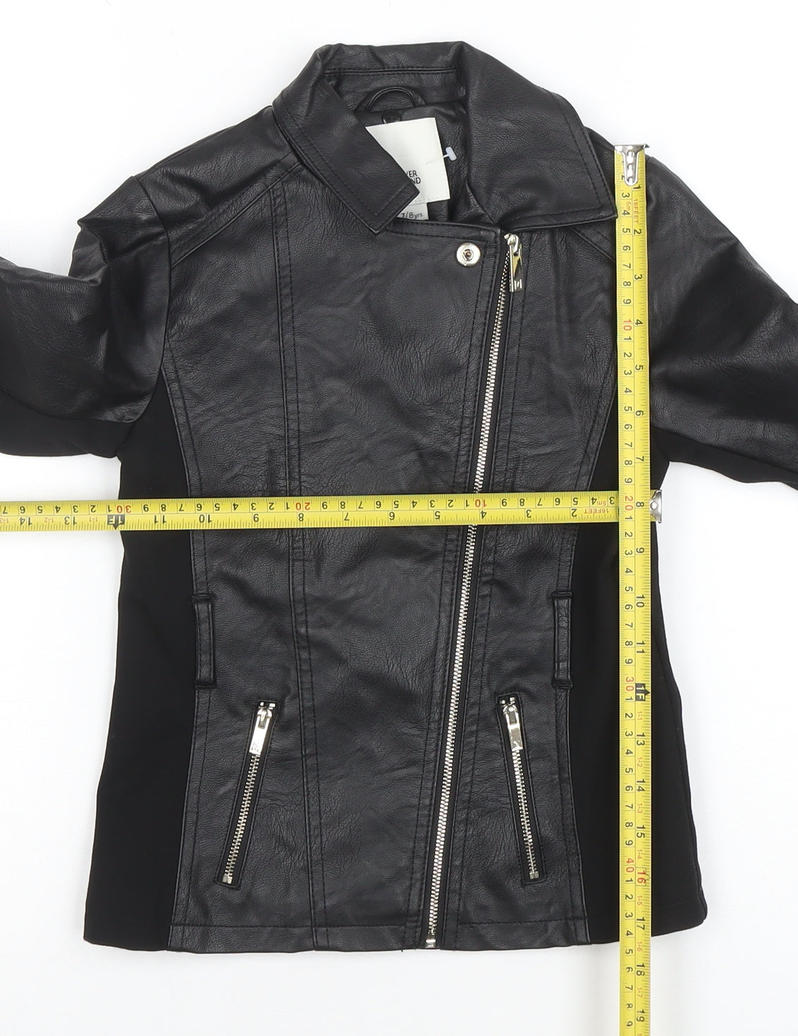 River Island Girls Black Faux Leather Biker Jacket 7-8 Years