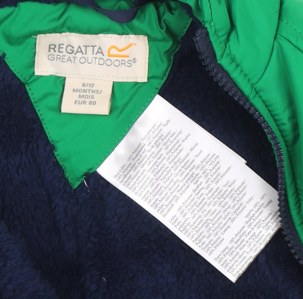 Regatta Unisex Baby Green Snowsuit 6-12 Months Hooded Winter Puffer