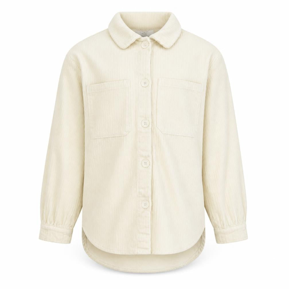 Front view of Primark girls’ ivory corduroy shirt jacket 11-12 years button front