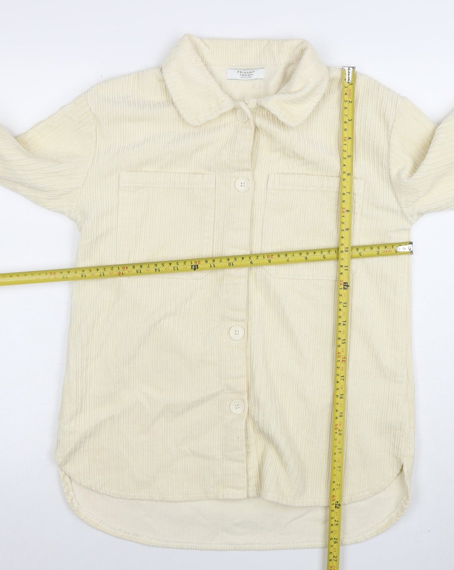 Primark Girls Ivory Corduroy Shirt Jacket 11-12 Years Button Front