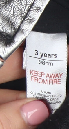 Adams Unisex Kids Silver Faux Leather Biker Jacket 3 Years Zip Collared