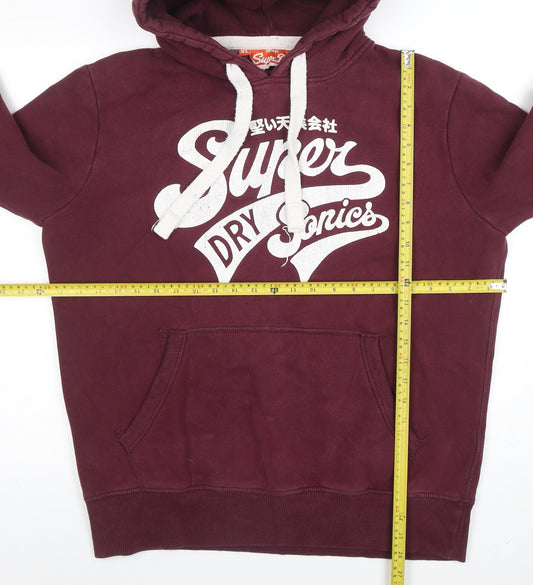 Superdry Men Red Pullover Hoodie XL Logo Vintage Fleece