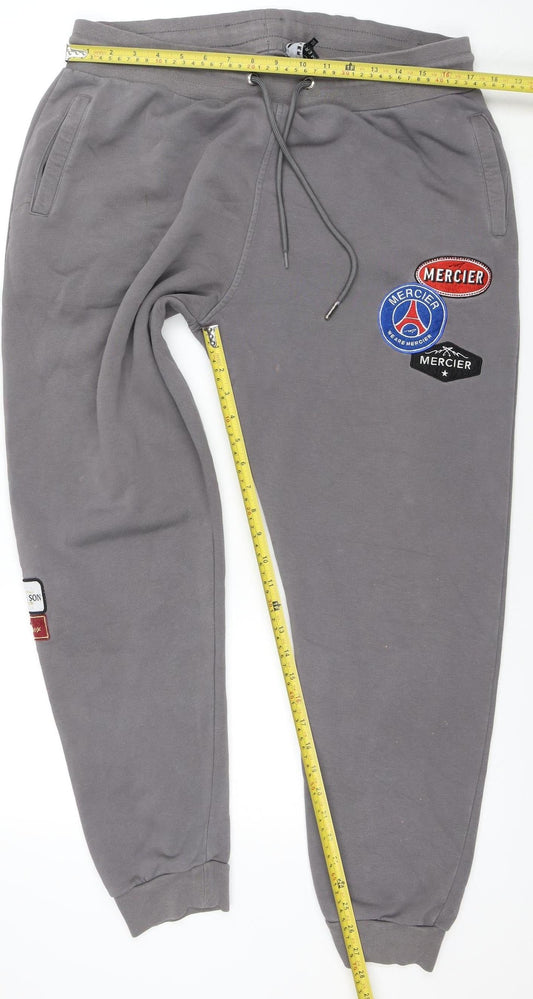 Mercier Men's Grey XL Jogger Sweatpants with Patches