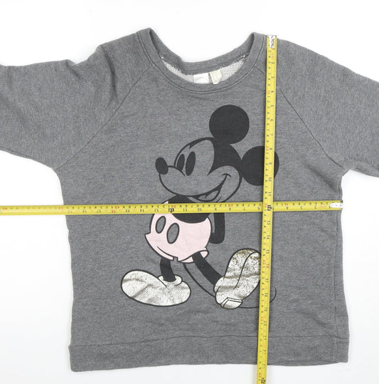 Disney Women Grey Mickey Mouse Graphic Pullover Sweatshirt Size M